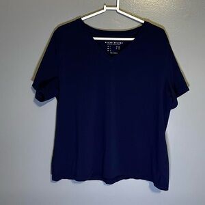 Susan Graver Women’s Navy V-Neck Short Sleeve Top Size Large